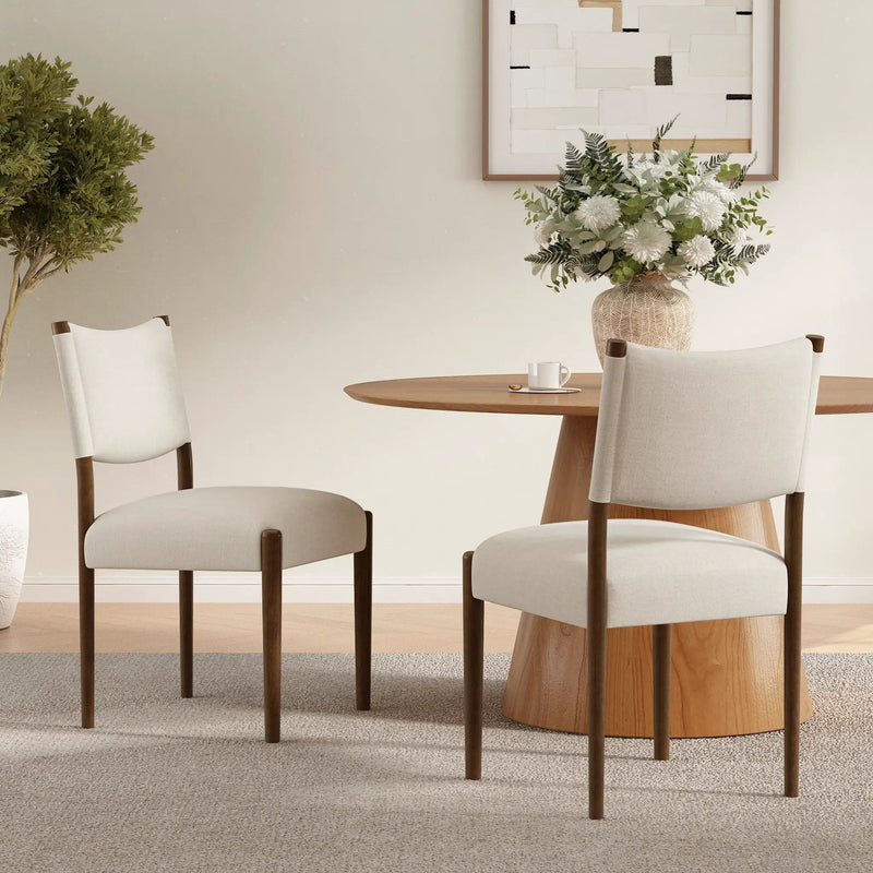 Modern Dining Chair with Thick Seat Cushion and Solid Wood Legs, Set of 2 by HouseOfZazla
