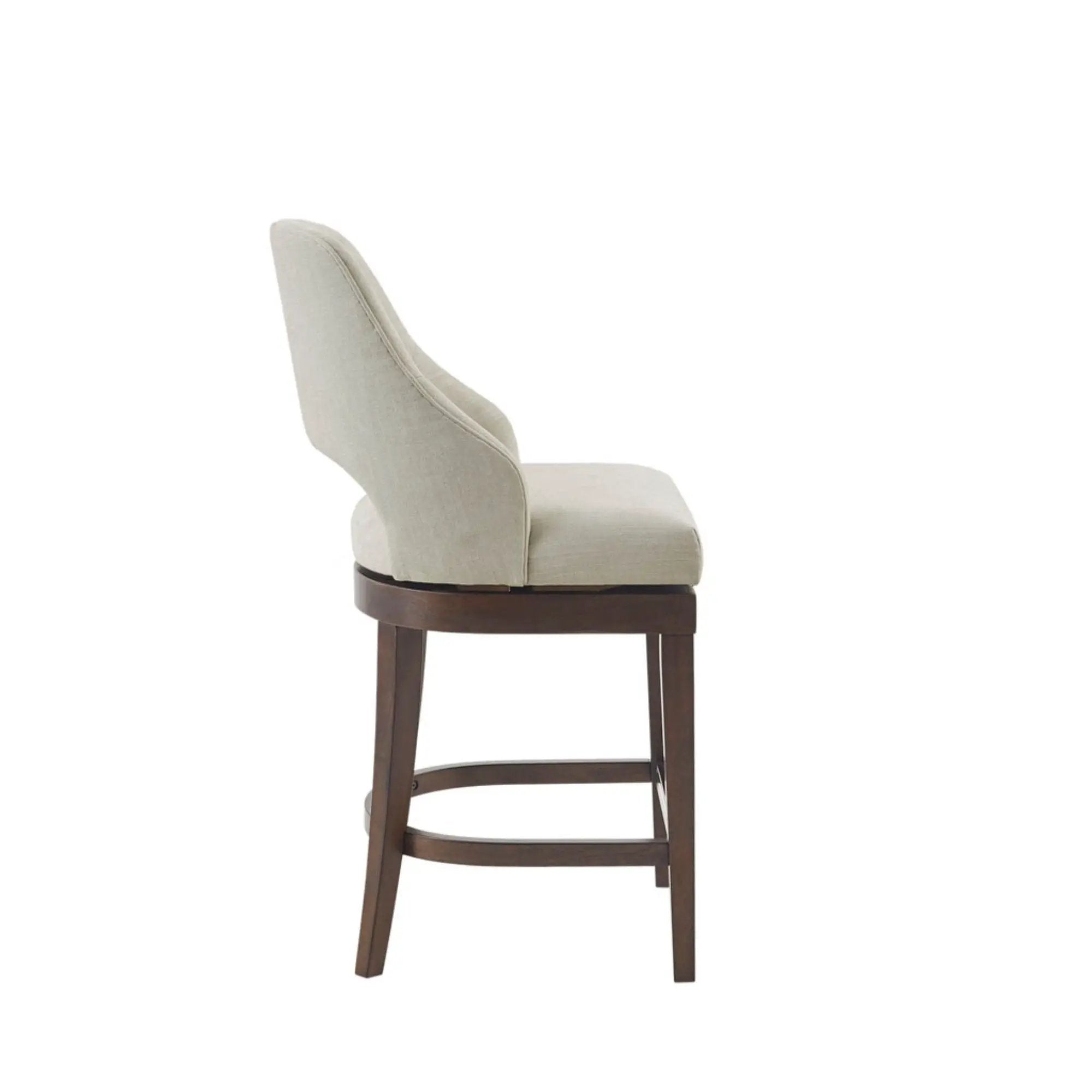 Counter Stool With Swivel Seat, Upholstery And Solid Wood Legs - Cream by HouseOfZazla