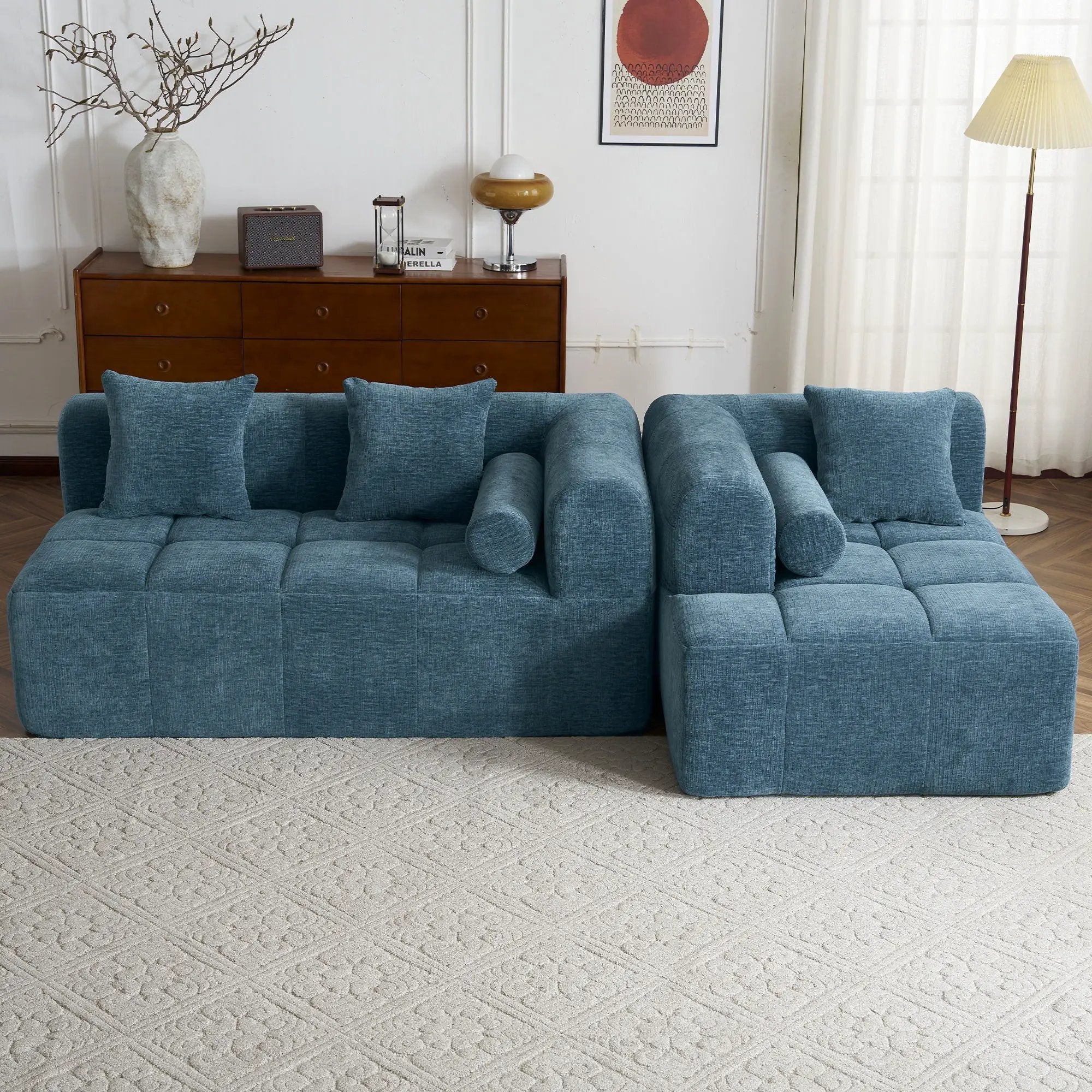 Sectional Free Combined Sofa With 2 Side Pockets by HouseOfZazla