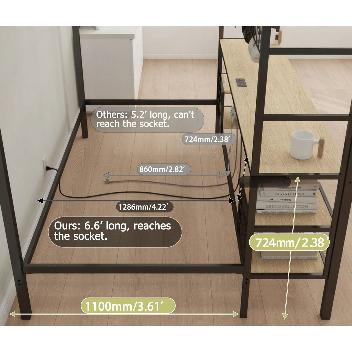 Ethan - Bunk Bed With Desk, Charging Station, Storage Shelves by HouseOfZazla