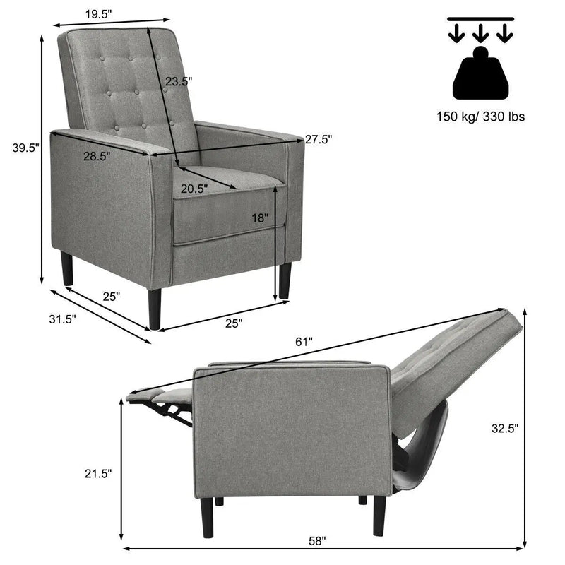 Mid-Century Push Back Recliner Chair by DirectDeals