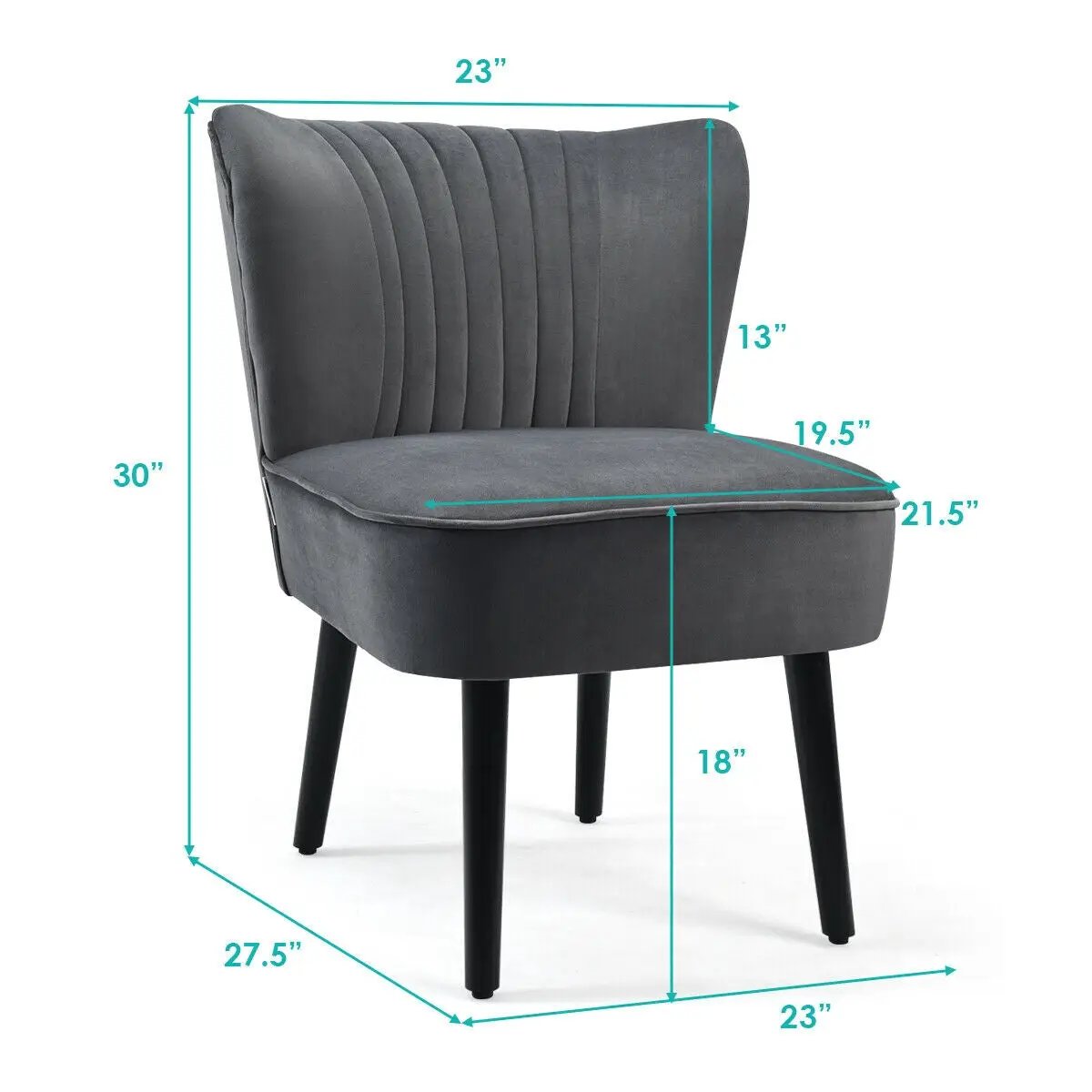 Set of 2 Upholstered Modern Leisure Club Chairs with Solid Wood Legs, photo 24 of 24
