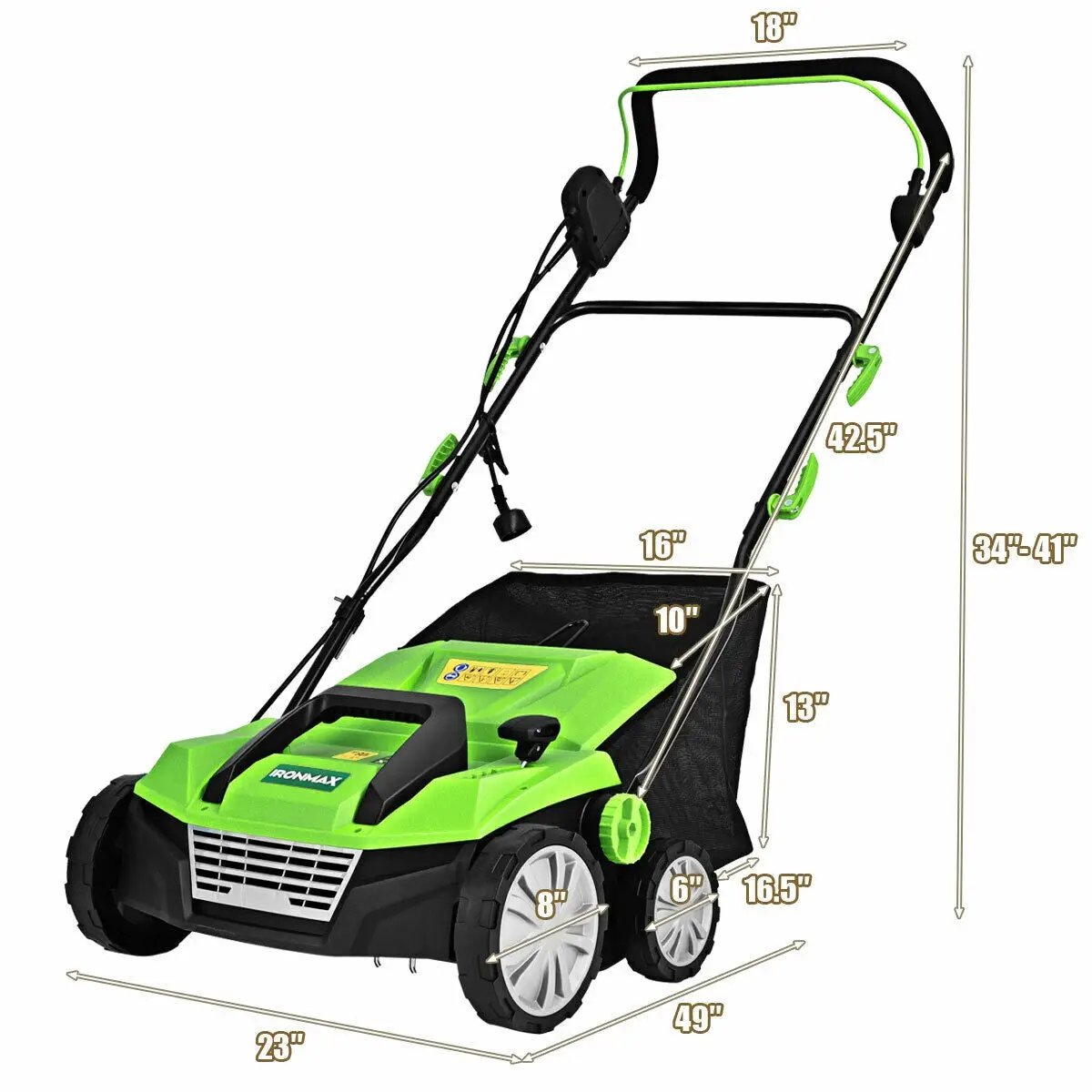 15 Inch 13 Amp Electric Scarifier with Collection Bag and Removable Blades, photo 5 of 9