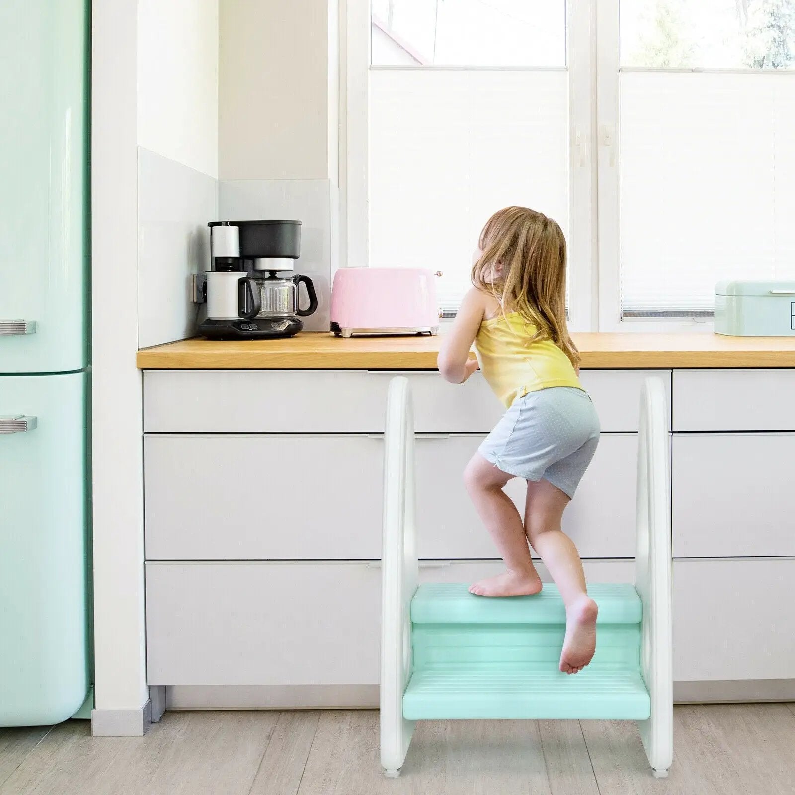 Kids Step Stool Learning Helper with Armrest for Kitchen Toilet Potty Training by DirectDeals