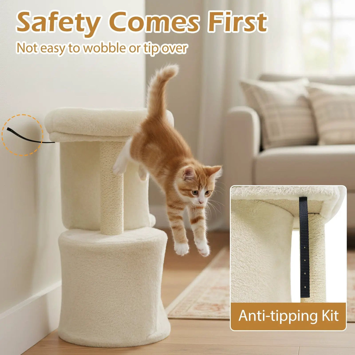 26 Inch Cat Tower with Large Padded Push Perch and Dual Condos, photo 20 of 24