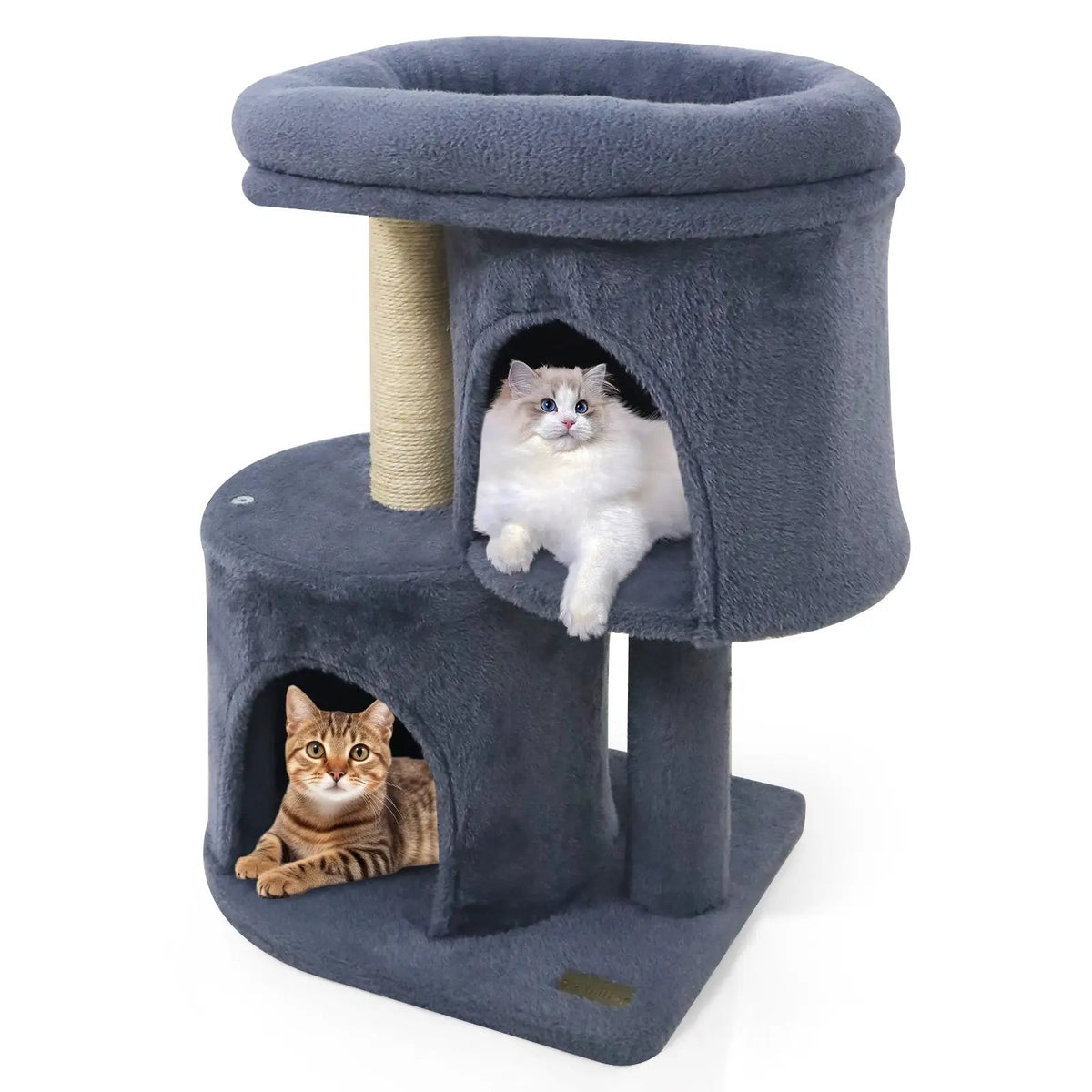 26 Inch Cat Tower with Large Padded Push Perch and Dual Condos, photo 12 of 24