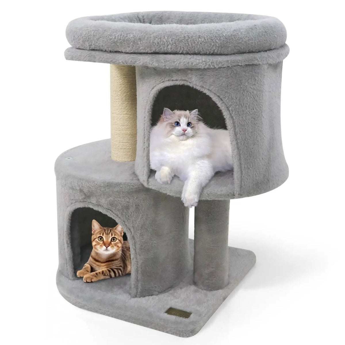 26 Inch Cat Tower with Large Padded Push Perch and Dual Condos, photo 11 of 24