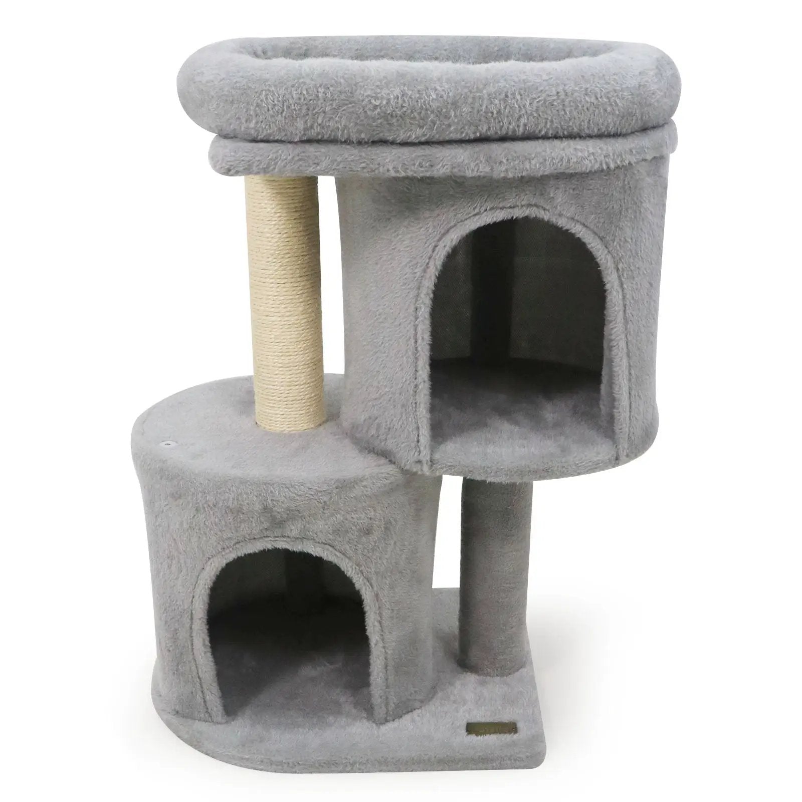26 Inch Cat Tower with Large Padded Push Perch and Dual Condos by DirectDeals
