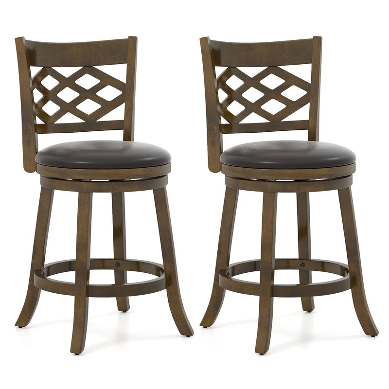 26 Inch Counter Height Bar Stools Set of 2 with Rubber Wood Frame by DirectDeals