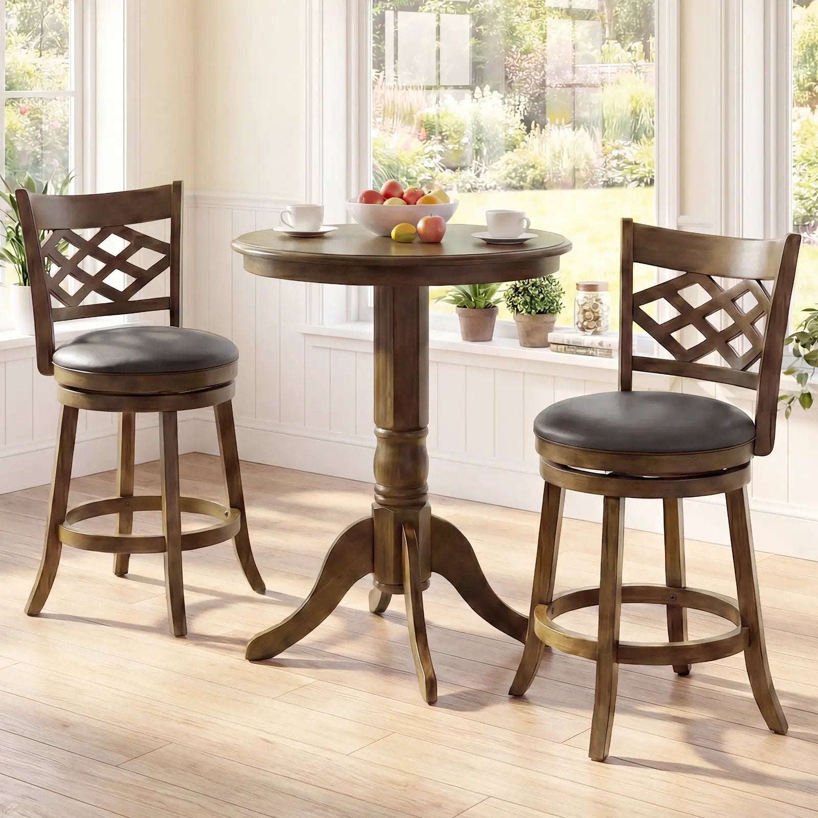 26 Inch Counter Height Bar Stools Set of 2 with Rubber Wood Frame by DirectDeals