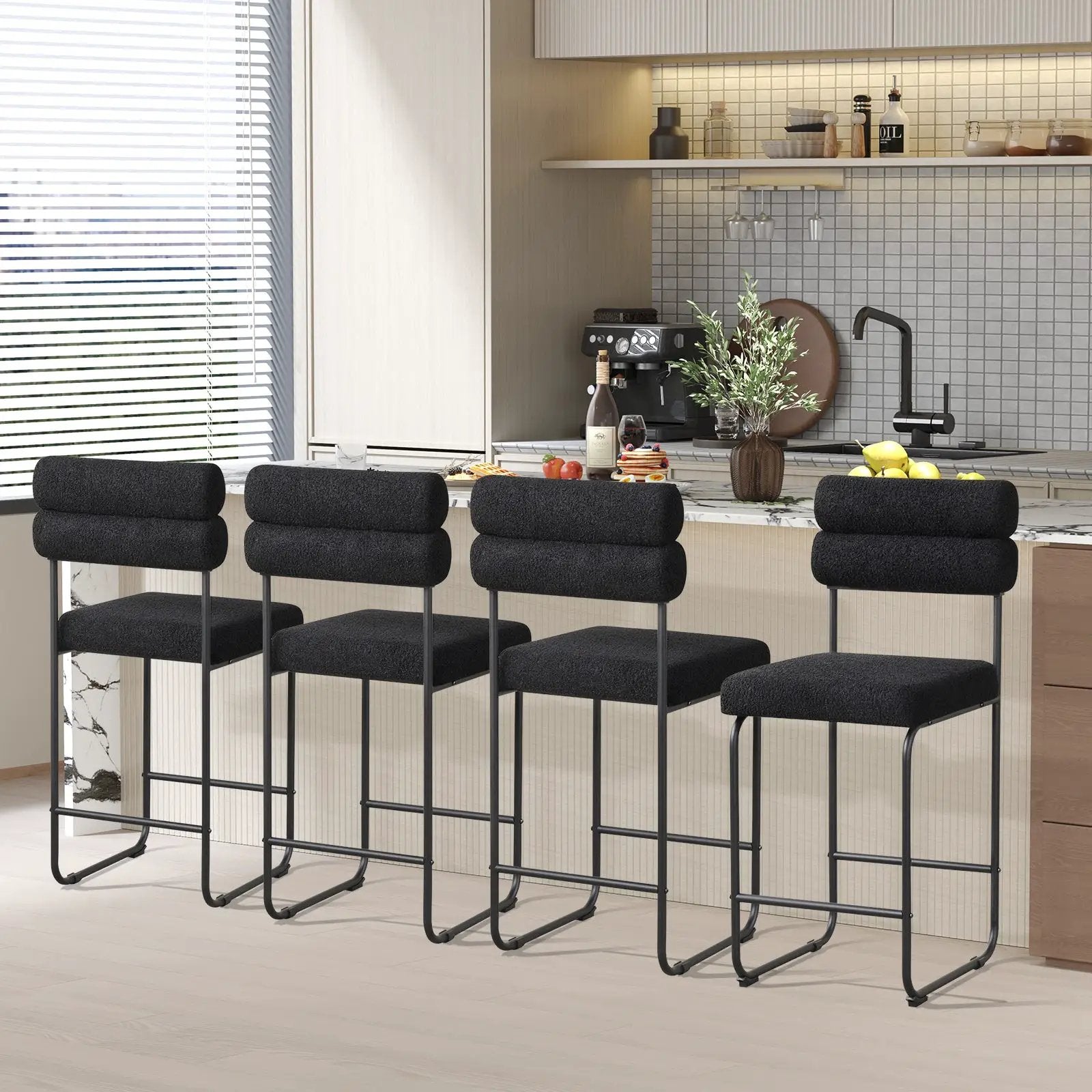26 Inch Counter Height Bar Stools Set of 2 with Metal Frame and Footrest by DirectDeals