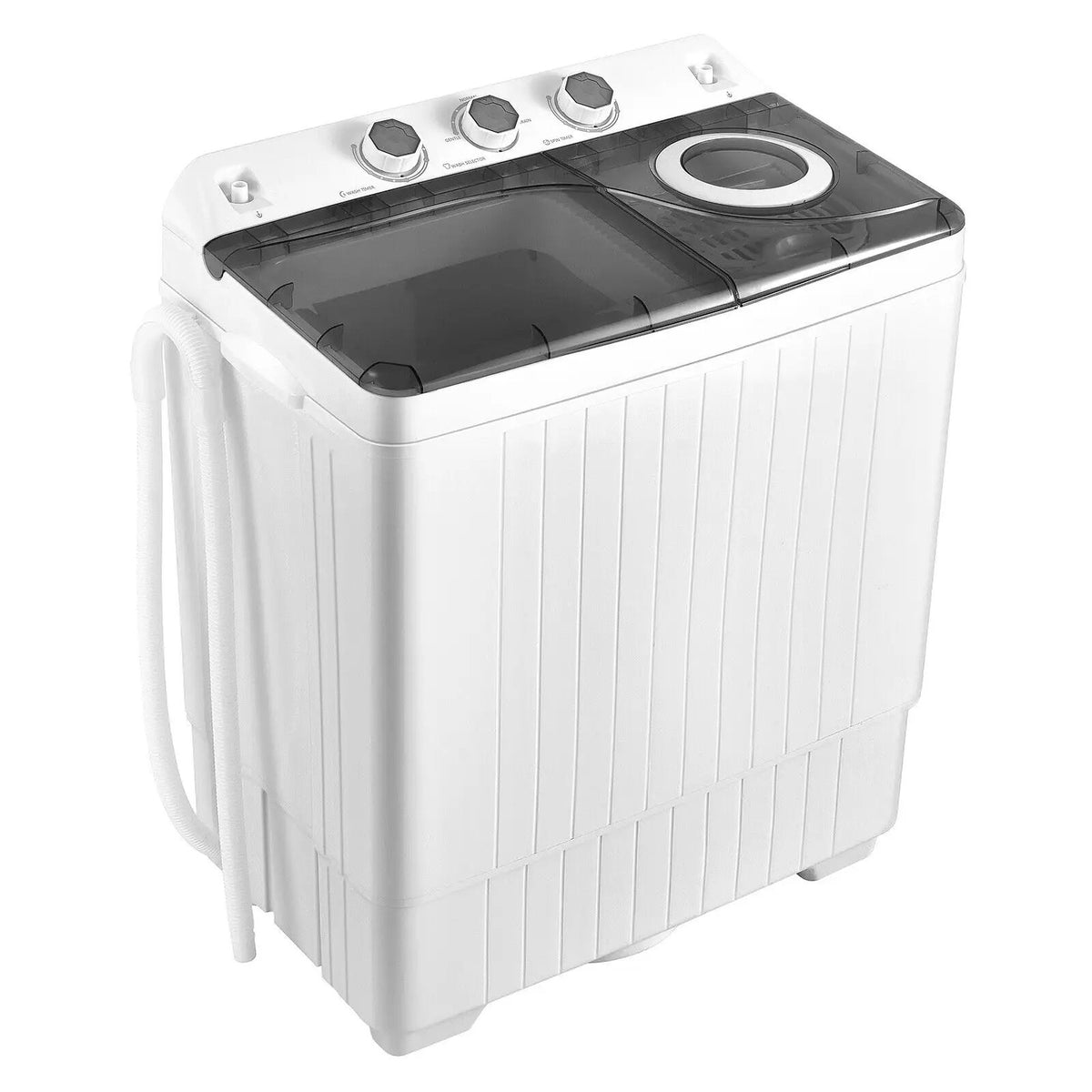 26 LBS Twin Tub Portable Washing Machine with Built-In Drain Pump-Gray, photo 9 of 10