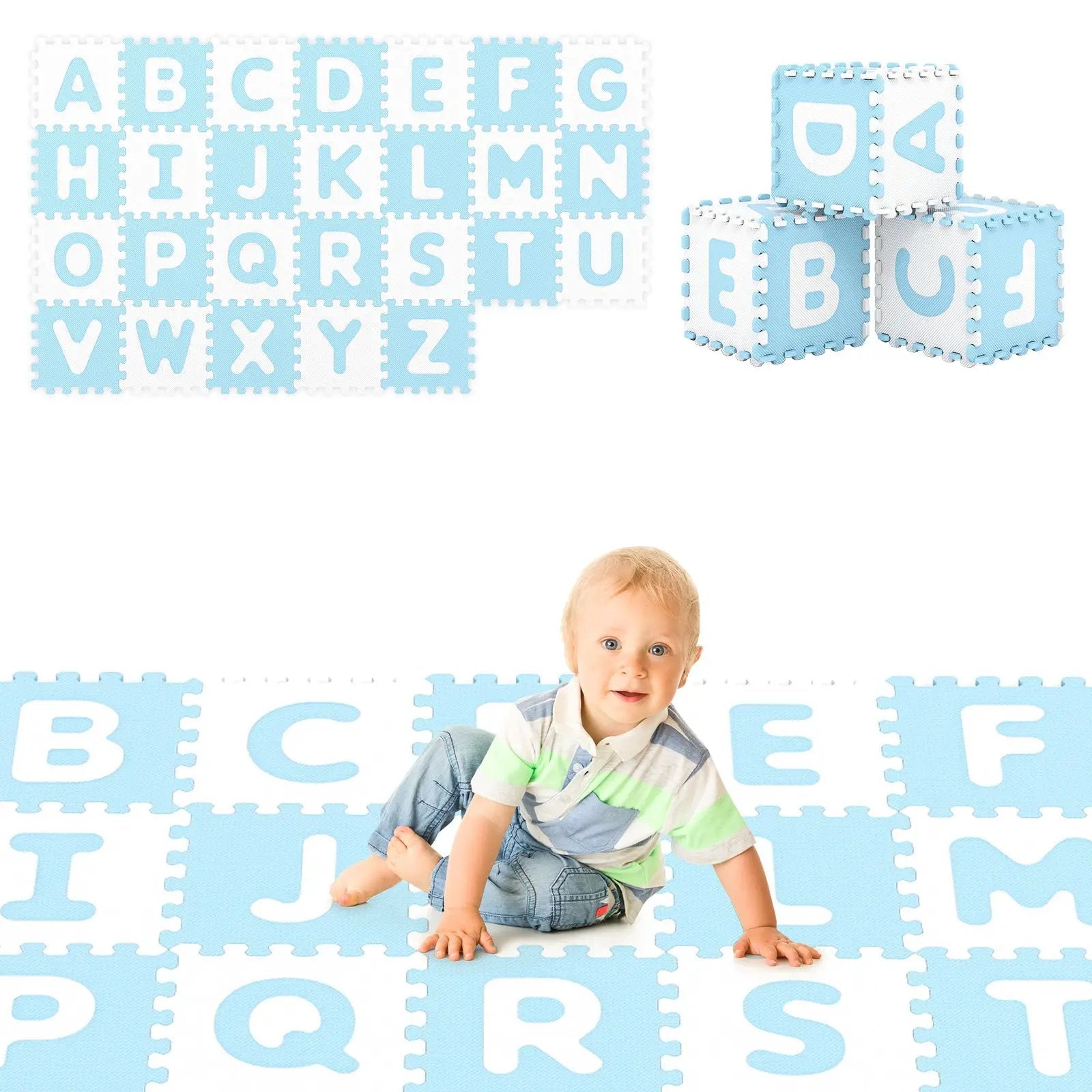 26 Pieces Interlocking ABC Play Mats with Detachable Letters by DirectDeals