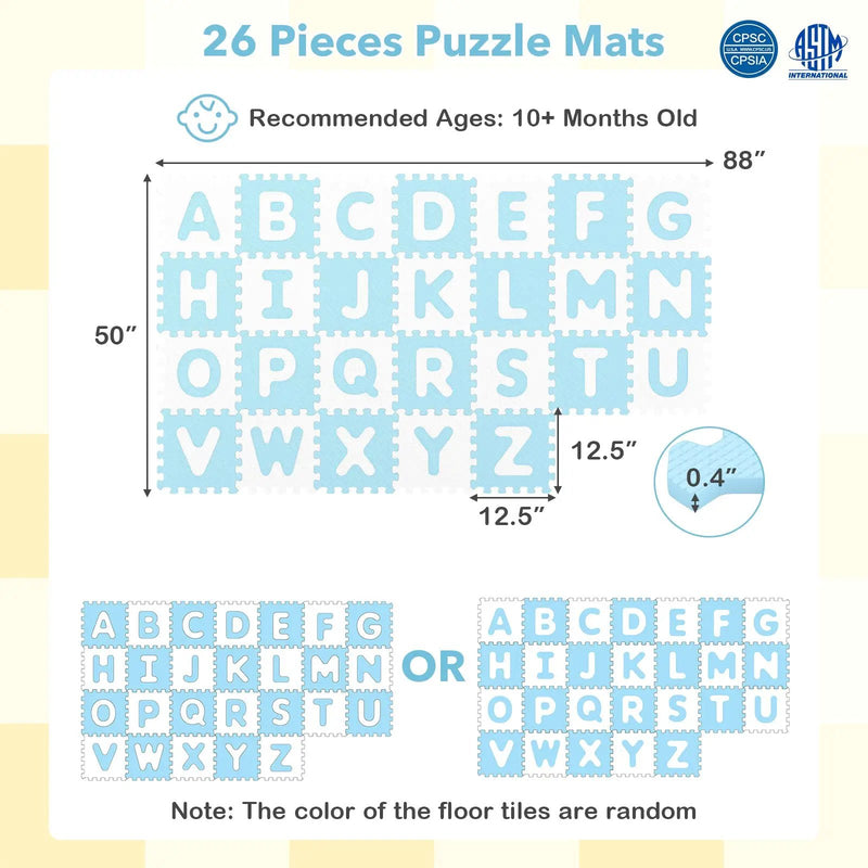 26 Pieces Interlocking ABC Play Mats with Detachable Letters by DirectDeals