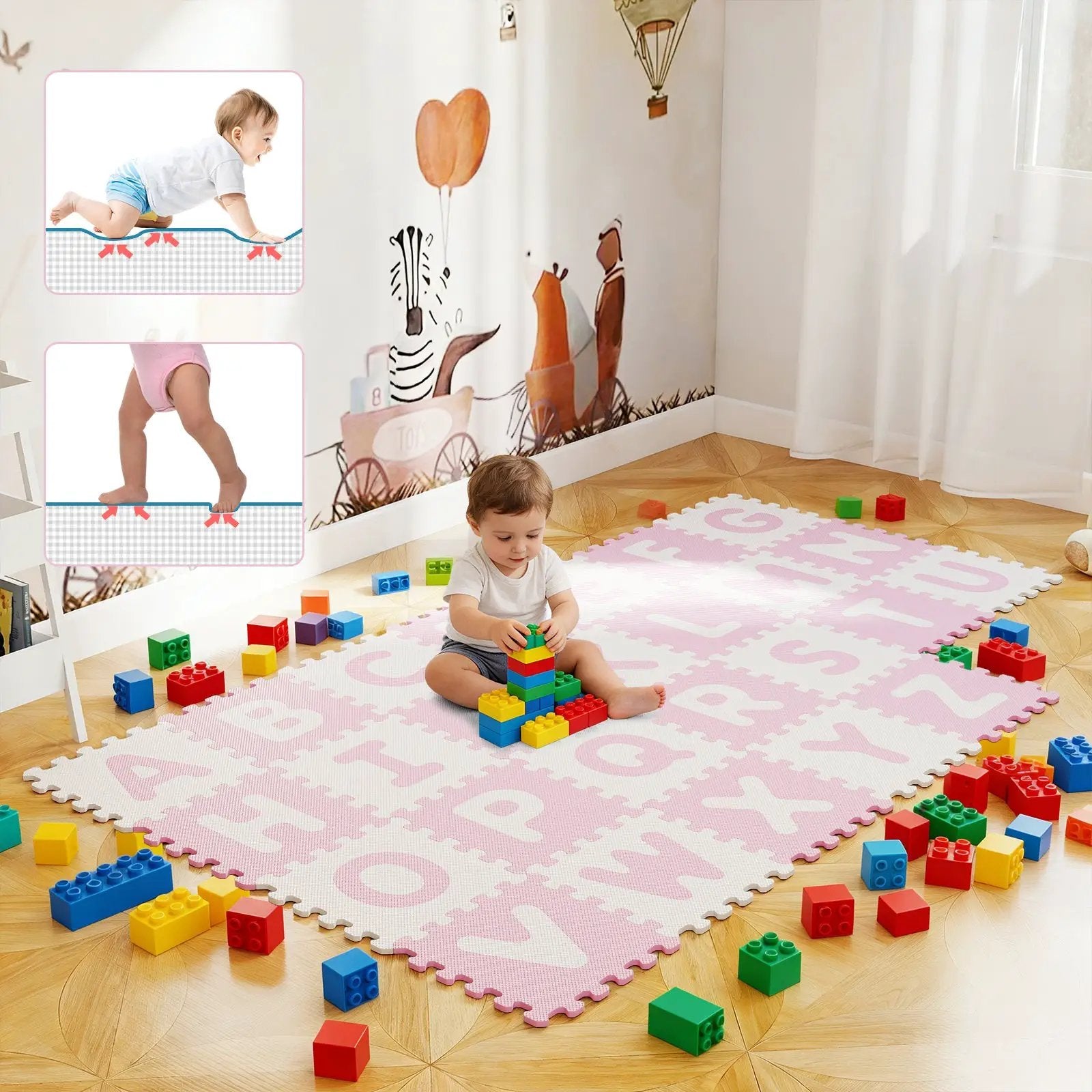 26 Pieces Interlocking ABC Play Mats with Detachable Letters by DirectDeals