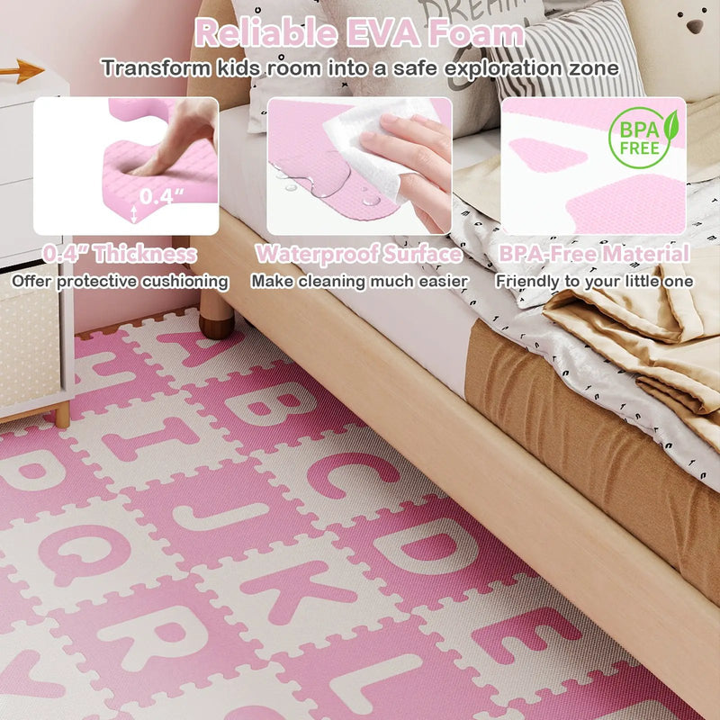 26 Pieces Interlocking ABC Play Mats with Detachable Letters by DirectDeals