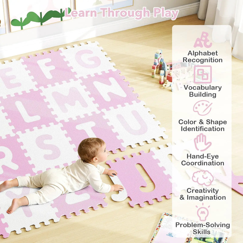 26 Pieces Interlocking ABC Play Mats with Detachable Letters by DirectDeals