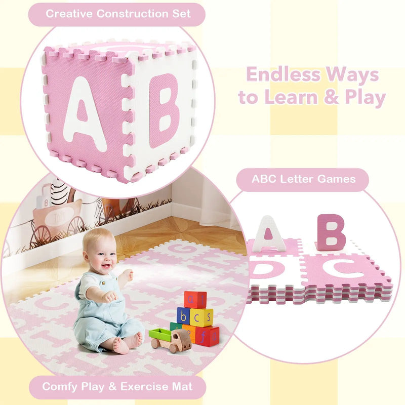 26 Pieces Interlocking ABC Play Mats with Detachable Letters by DirectDeals