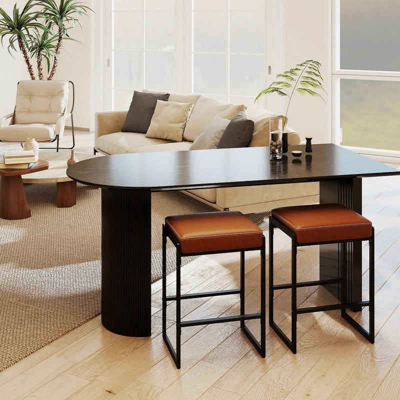 26 inch Bar Stools Set of 2 Counter Height Barstools with Faux Leather Upholstered Seat by DirectDeals
