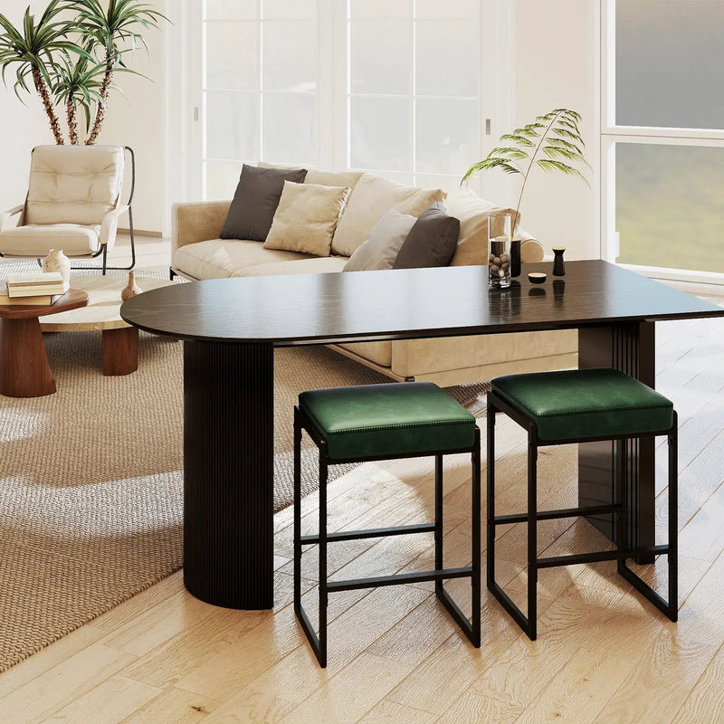 26 inch Bar Stools Set of 2 Counter Height Barstools with Faux Leather Upholstered Seat by DirectDeals