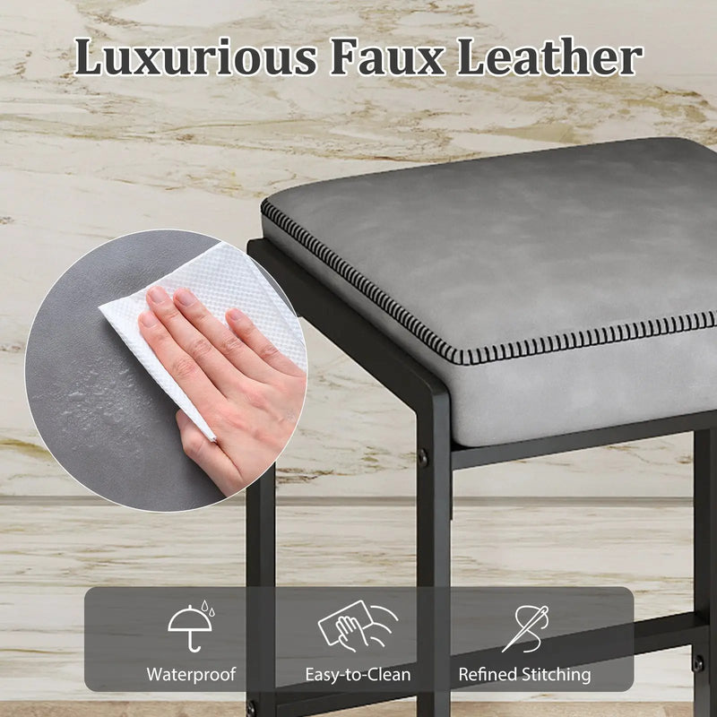 26 inch Bar Stools Set of 4 Counter Height Barstools with Faux Leather Upholstered Seat by DirectDeals