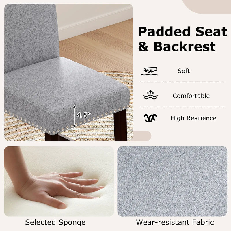 26 inch Counter Height Chairs Set of 2 with Padded Seat and Backrest-Gray by DirectDeals