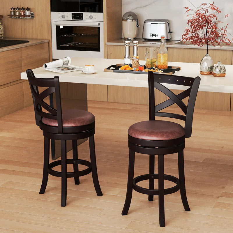26/30 Inch Swivel Bar Stools Set of 2 Bar Chairs with Padded Seat by DirectDeals