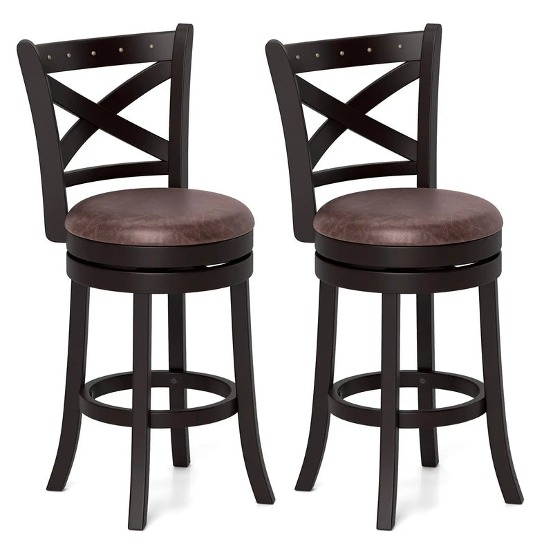 26/30 Inch Swivel Bar Stools Set of 2 Bar Chairs with Padded Seat by DirectDeals