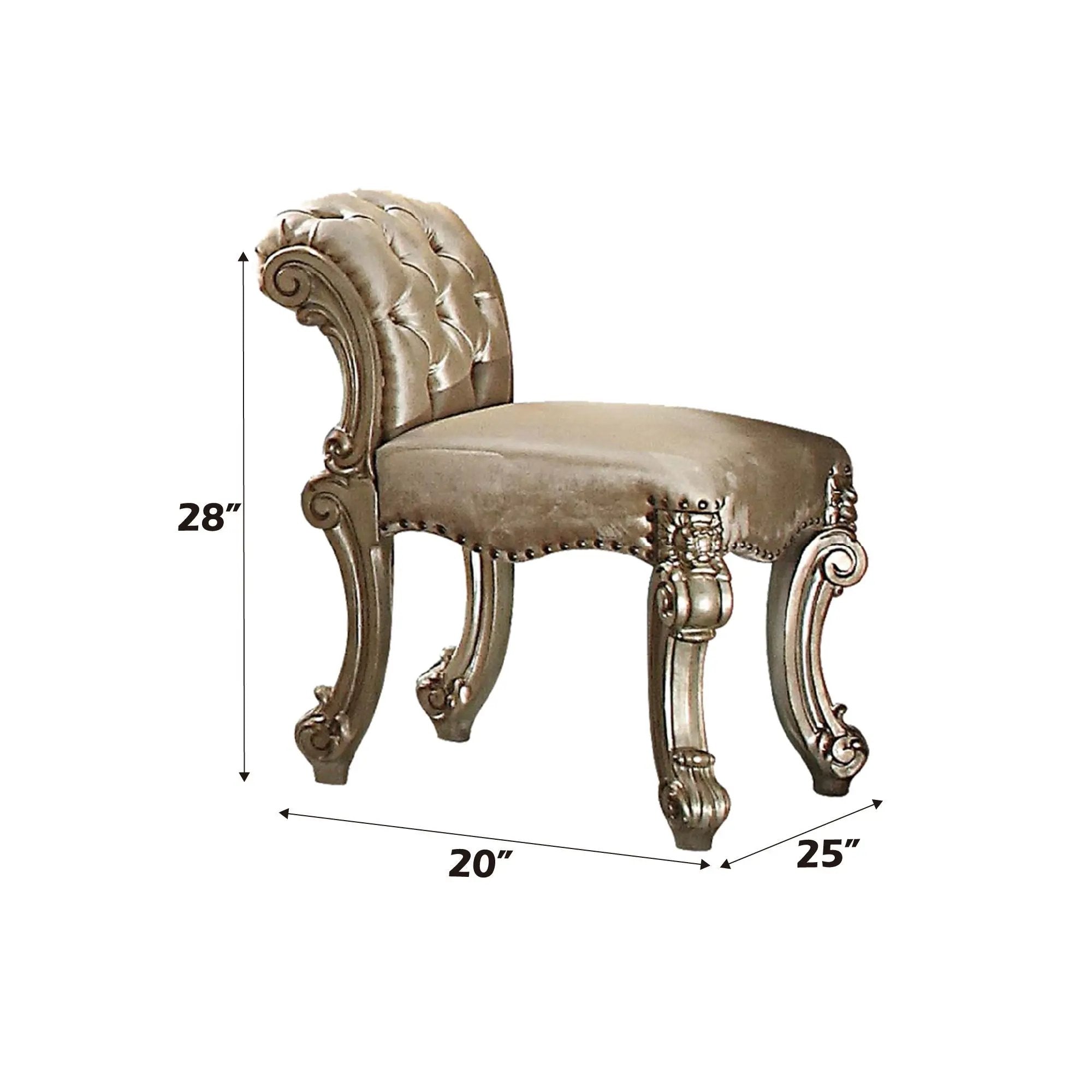 Vendome - Vanity Stool - Gold Patina / Bone by HouseOfZazla
