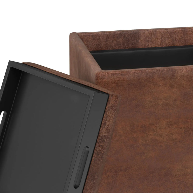 Rockwood - Upholstered Cube Storage Ottoman With Tray by HouseOfZazla