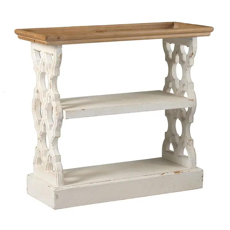 Distressed Wood Shelf Tray, French Country Console Table - Brown / Antique White by Unique Piece Furniture
