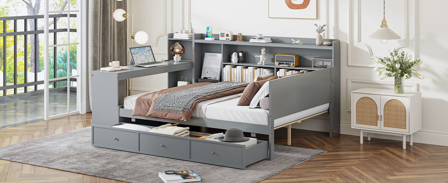 Daybed With 3 Drawers USB Ports And Desk by HouseOfZazla
