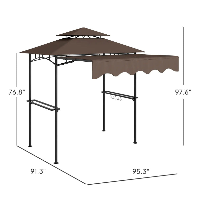 Outdoor Grill Gazebo 8' x 5' Gazebo Shelter with Side Awning by HouseOfZazla