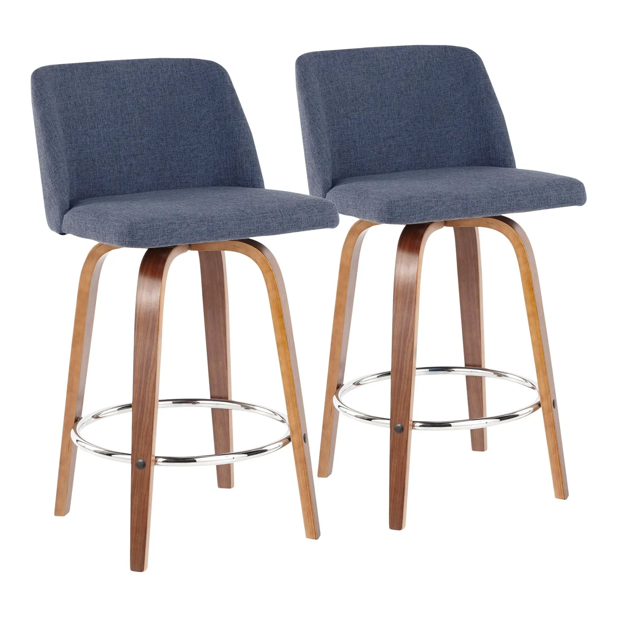 Toriano - Mid-Century Modern Fixed Height Counter Stool With Round Footrest (Set of 2) by HouseOfZazla