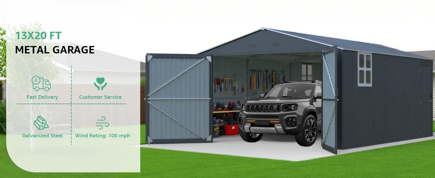 Upgraded 13x20FT Outdoor Storage Shed by HouseOfZazla