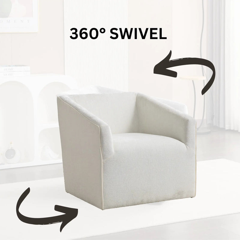 Nice Modern Upholstered Barrel Armchair, 360° Swivel by HouseOfZazla