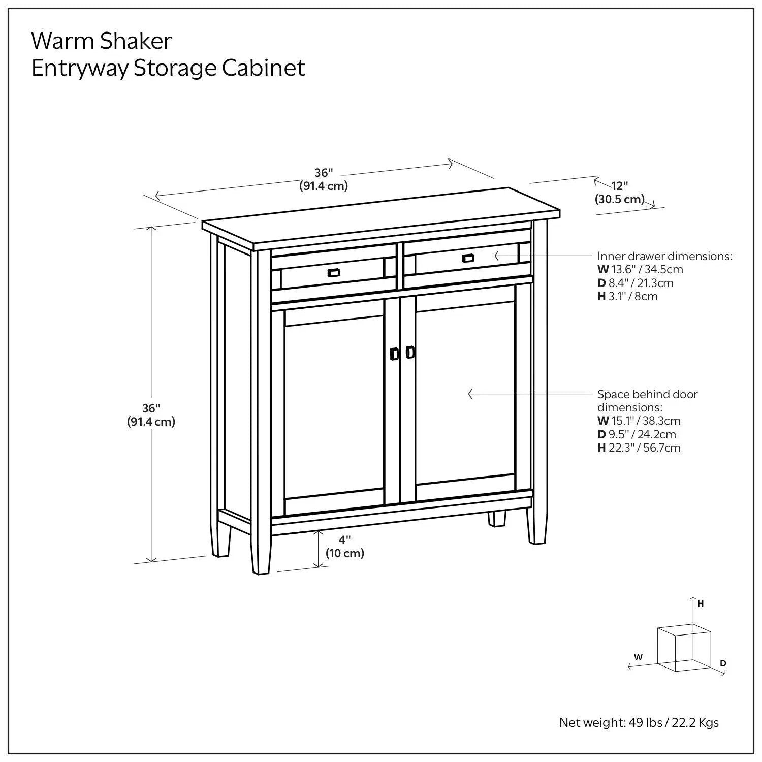Warm Shaker - Entryway Storage Cabinet - Brown by HouseOfZazla