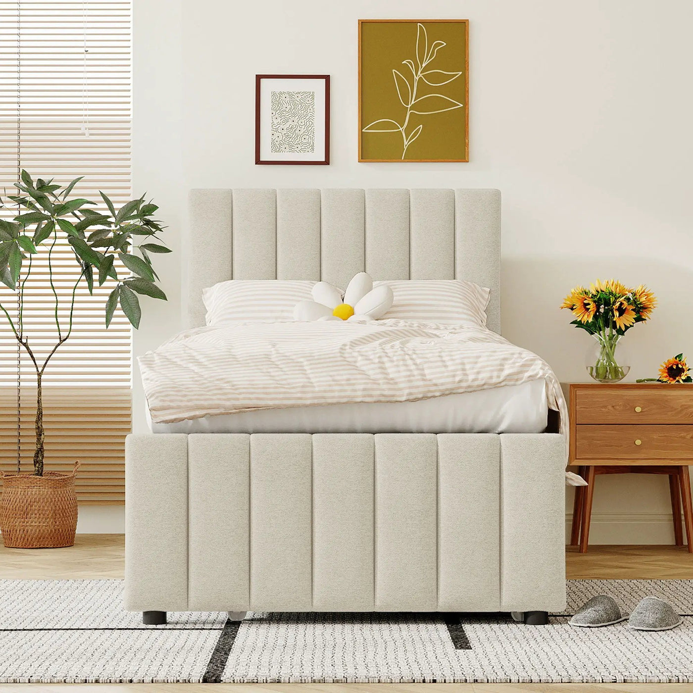 Upholstered Design Platform Bed With Trundle by Unique Piece Furniture