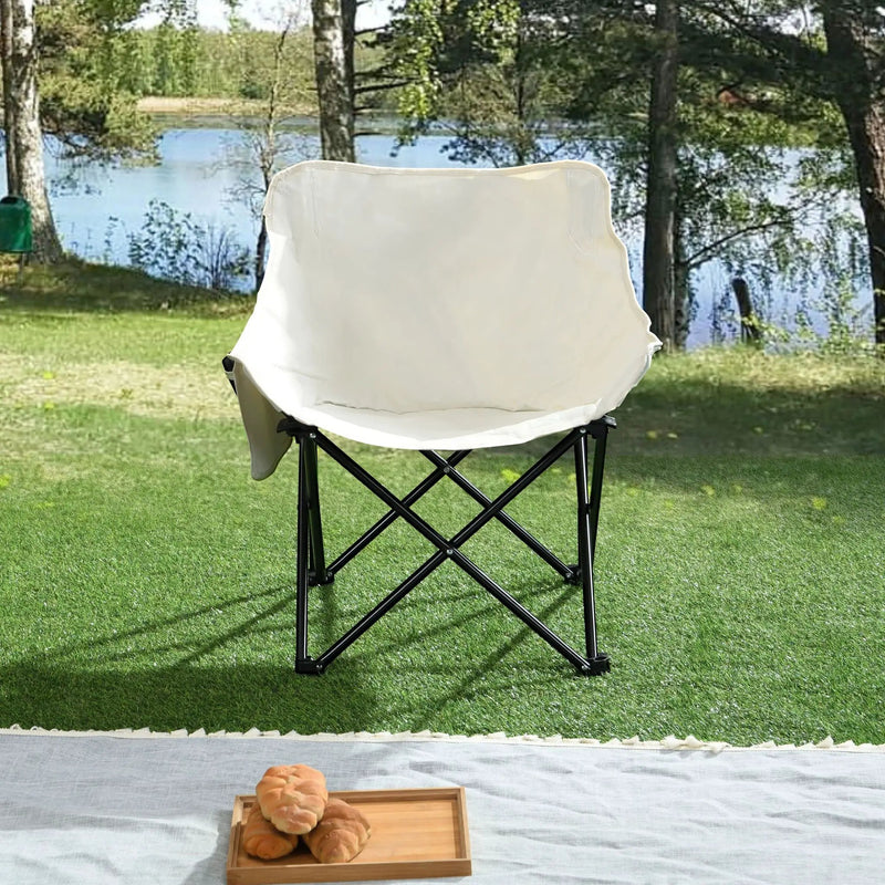 2 Pieces Outdoor Camping Chairs Folding / Portable, Comfortable Seating, Durable Steel Fram