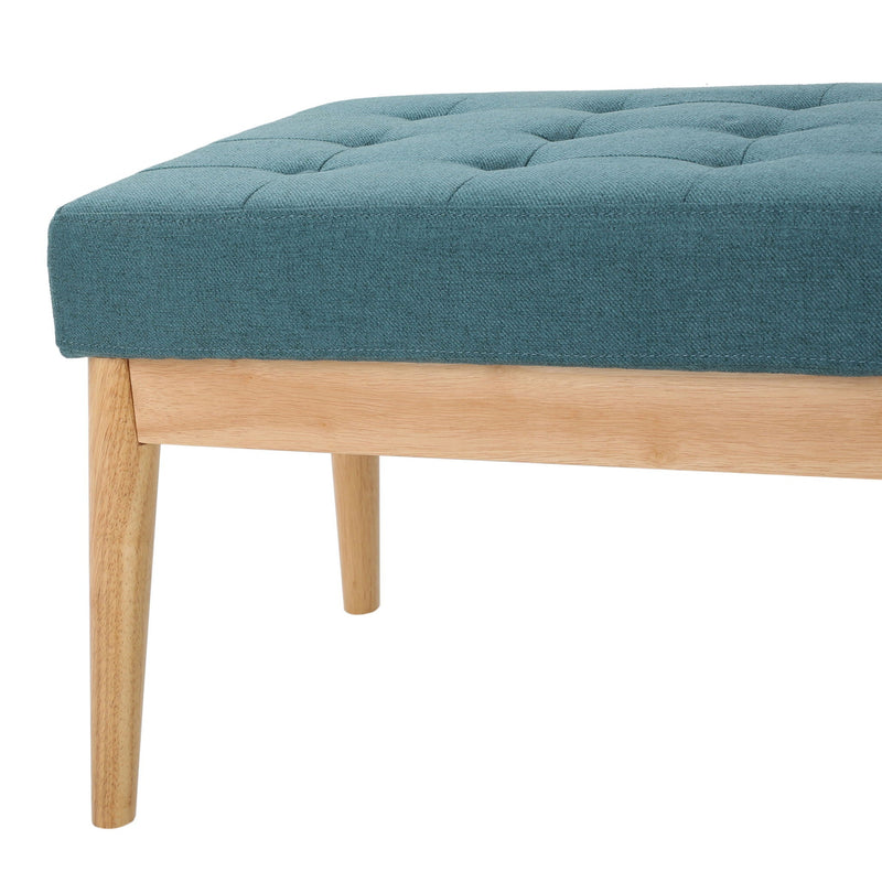 Vibratory Button Tufted Upholstered Ottoman with Splayed Wooden Legs by HouseOfZazla