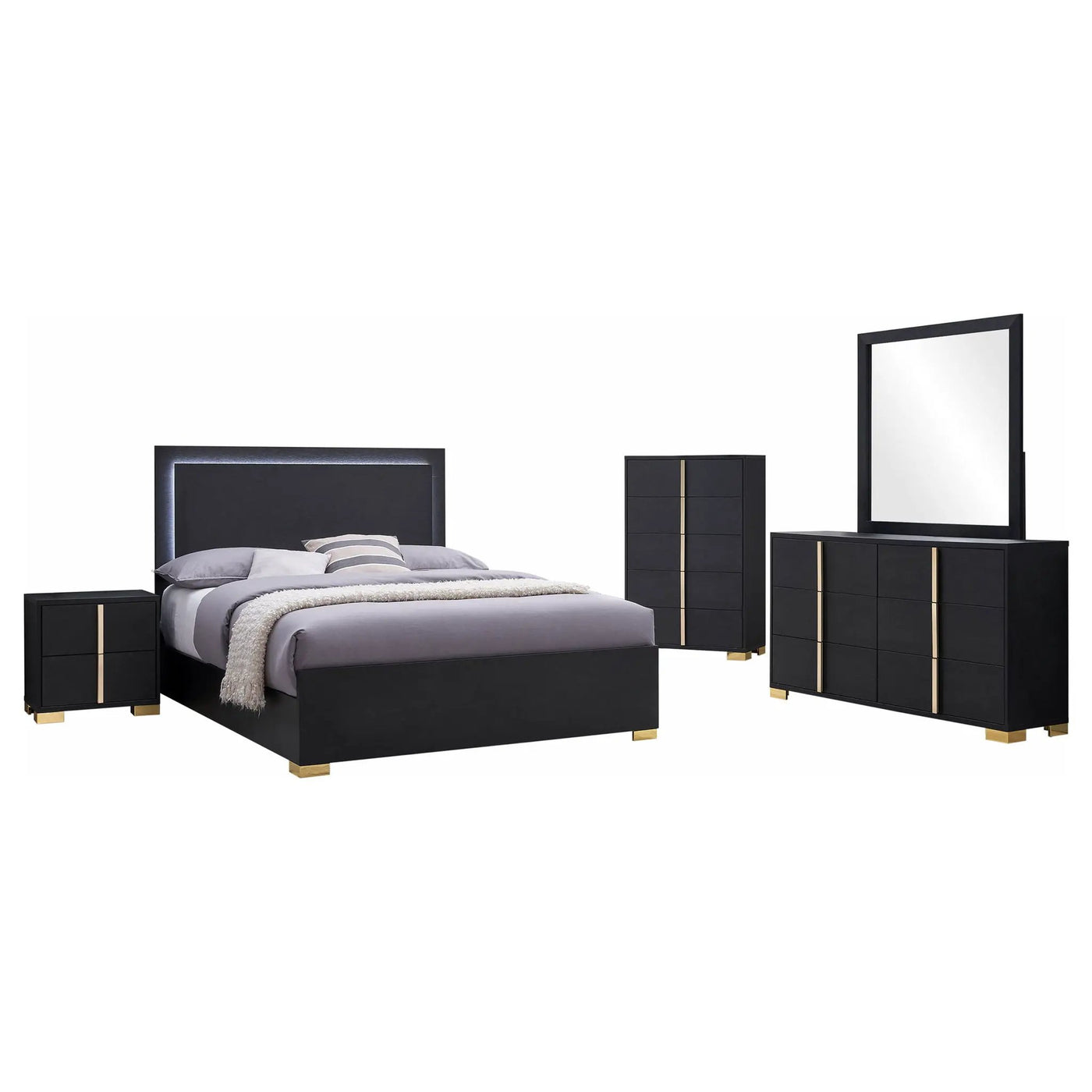 Jeremiah - Bedroom Set With LED Headboard by HouseOfZazla