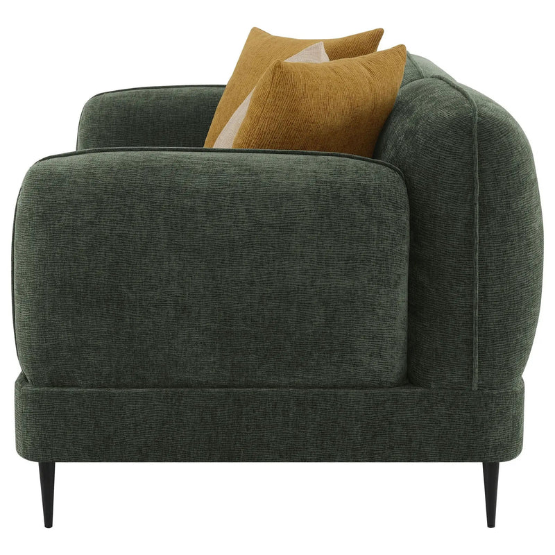 Jade Chenille Upholstered Modern Track Arm Loveseat Green by Unique Piece Furniture