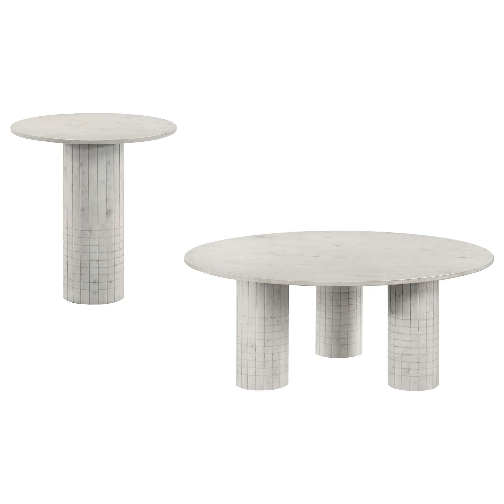 Astoria 2-piece Marble Coffee and End Table Set White by Unique Piece Furniture
