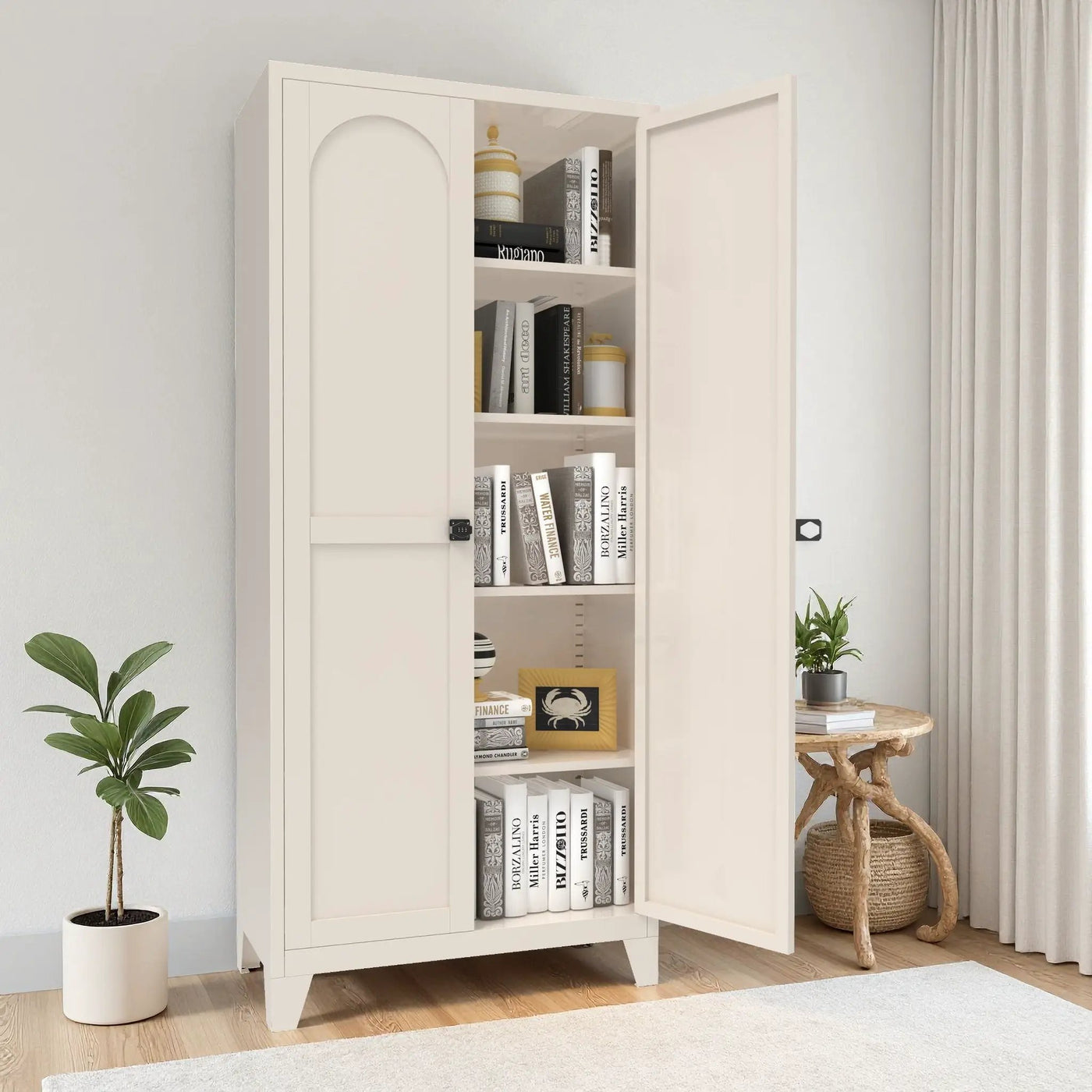 Shapely Doors Cabinet, Metal Storage Cabinet With Doors And Adjustable Shelves by Unique Piece Furniture