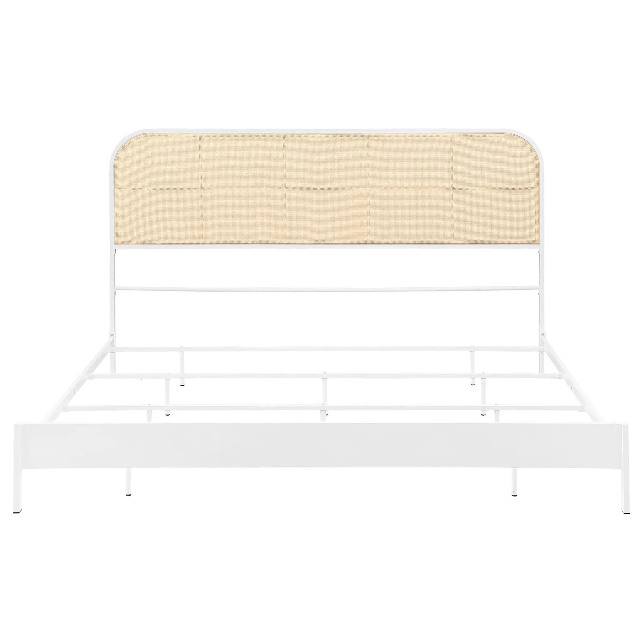 Amherst Radio Weave Rattan Metal Eastern King Bed White by Unique Piece Furniture