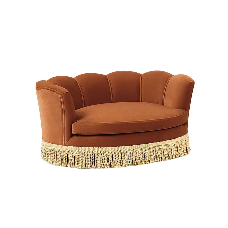 Clara 34.5" Scalloped Pet Sofa Bed, Medium, Burnt by HouseOfZazla