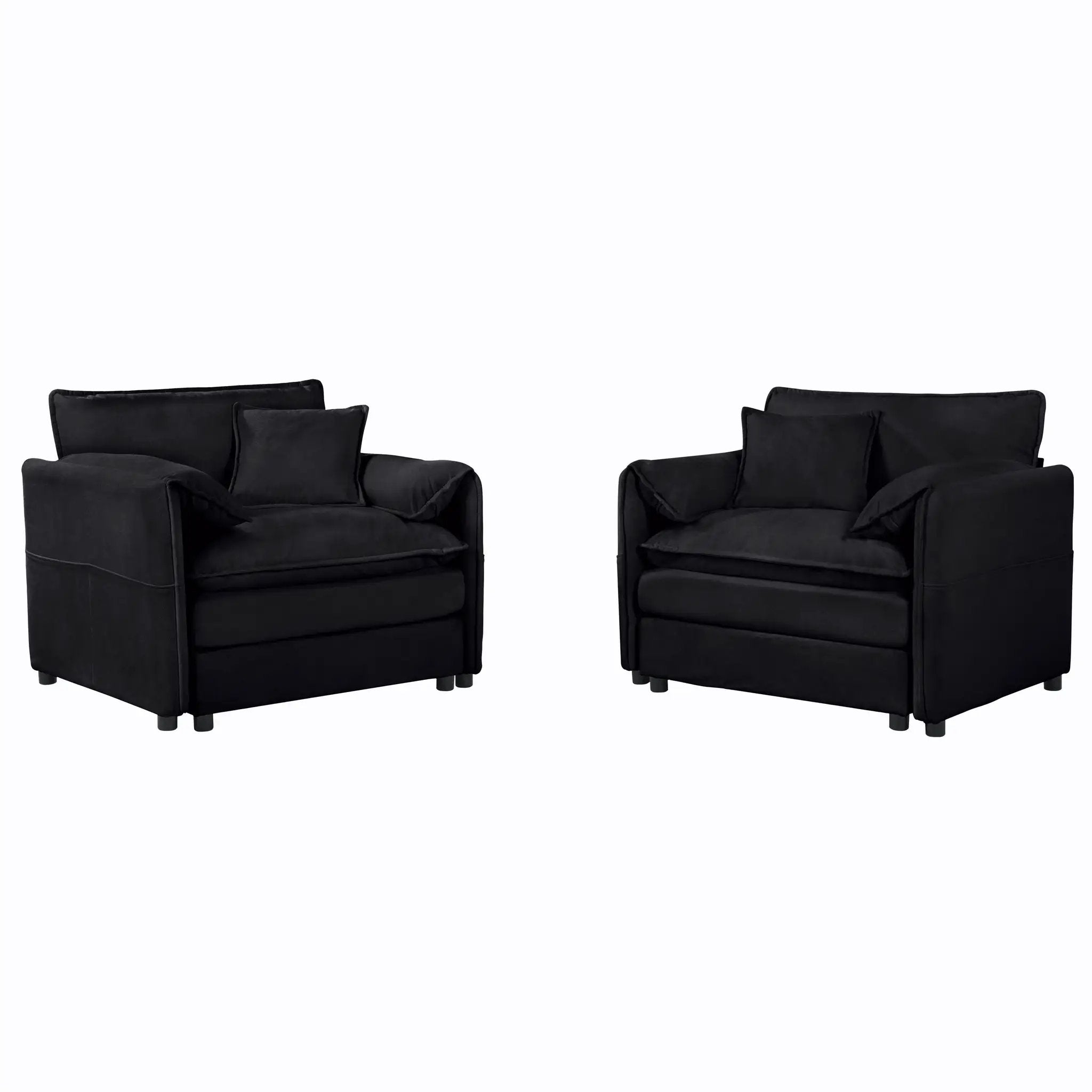 Oversized Chenille Accent Chair Set of 2 by HouseOfZazla
