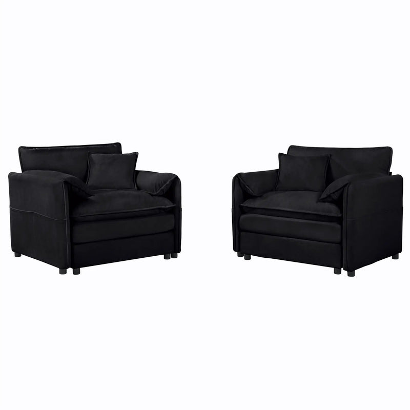 Oversized Chenille Accent Chair Set of 2 by HouseOfZazla