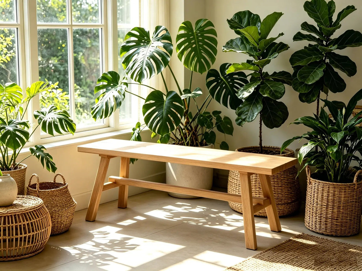 55" Farmhouse Wood Bench - Rustic Solid Wood Dining Room & Entryway Bench by HouseOfZazla