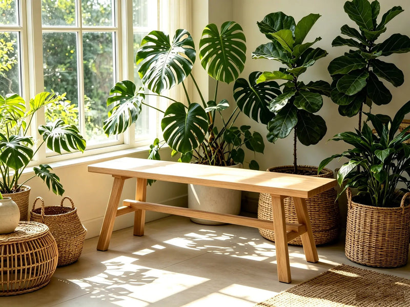 55" Farmhouse Wood Bench - Rustic Solid Wood Dining Room & Entryway Bench by HouseOfZazla